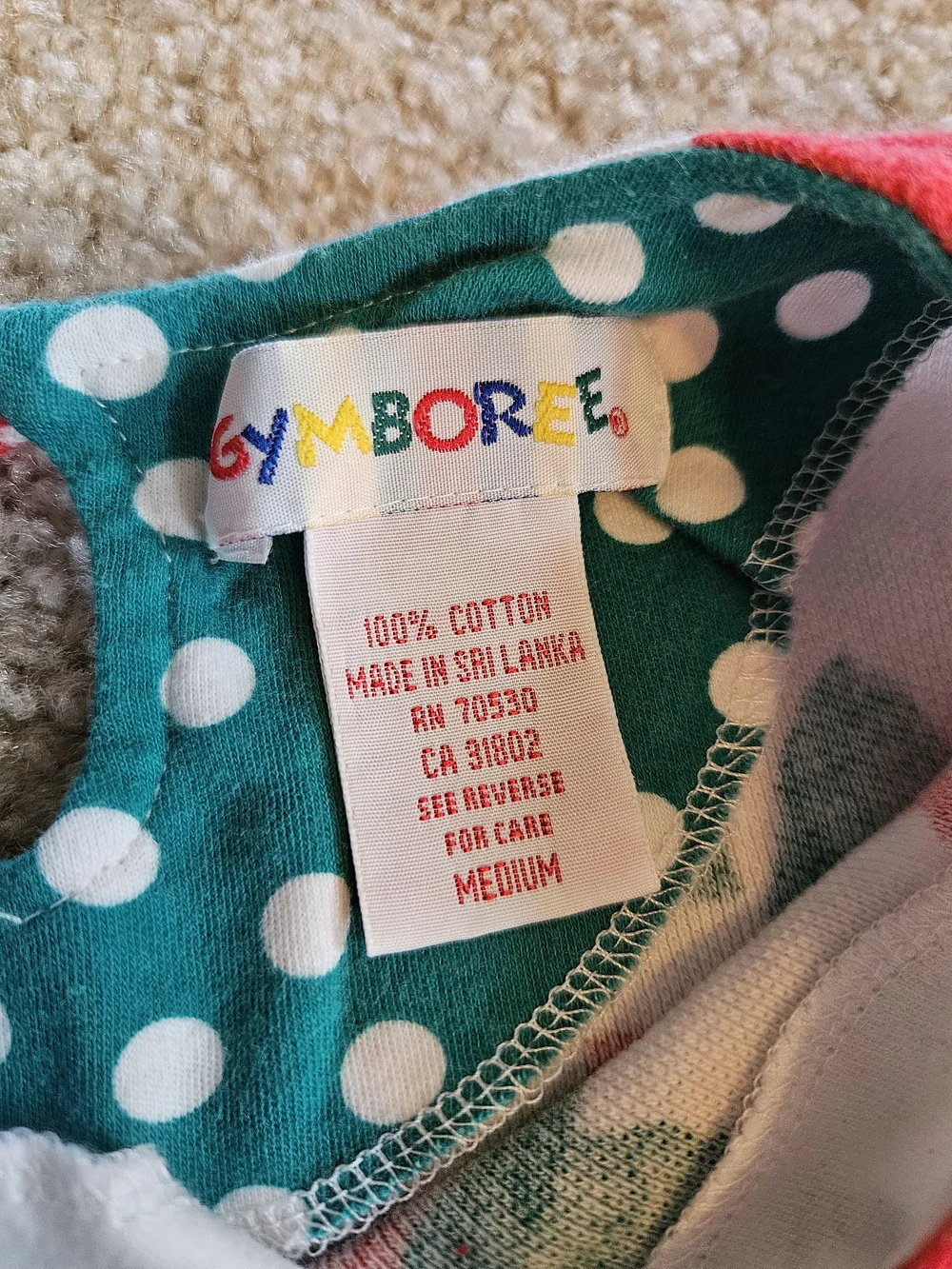 Rainbow Vintage Gymboree Red Floral Peplum Tee with Green Polka-Dot Trim
